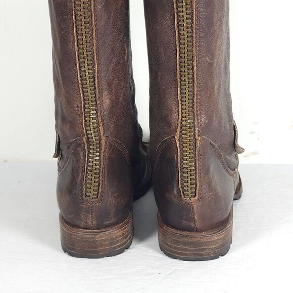 FREEBIRD BY STEVEN WOMEN'S HAVN US6 BROWN LEATHER DISTRESSED TALL RIDING BOOTS - Picture 11 of 13